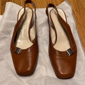 Salvatore Ferragamo Brown Slingback Shoes